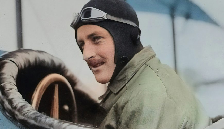 man inside biplane